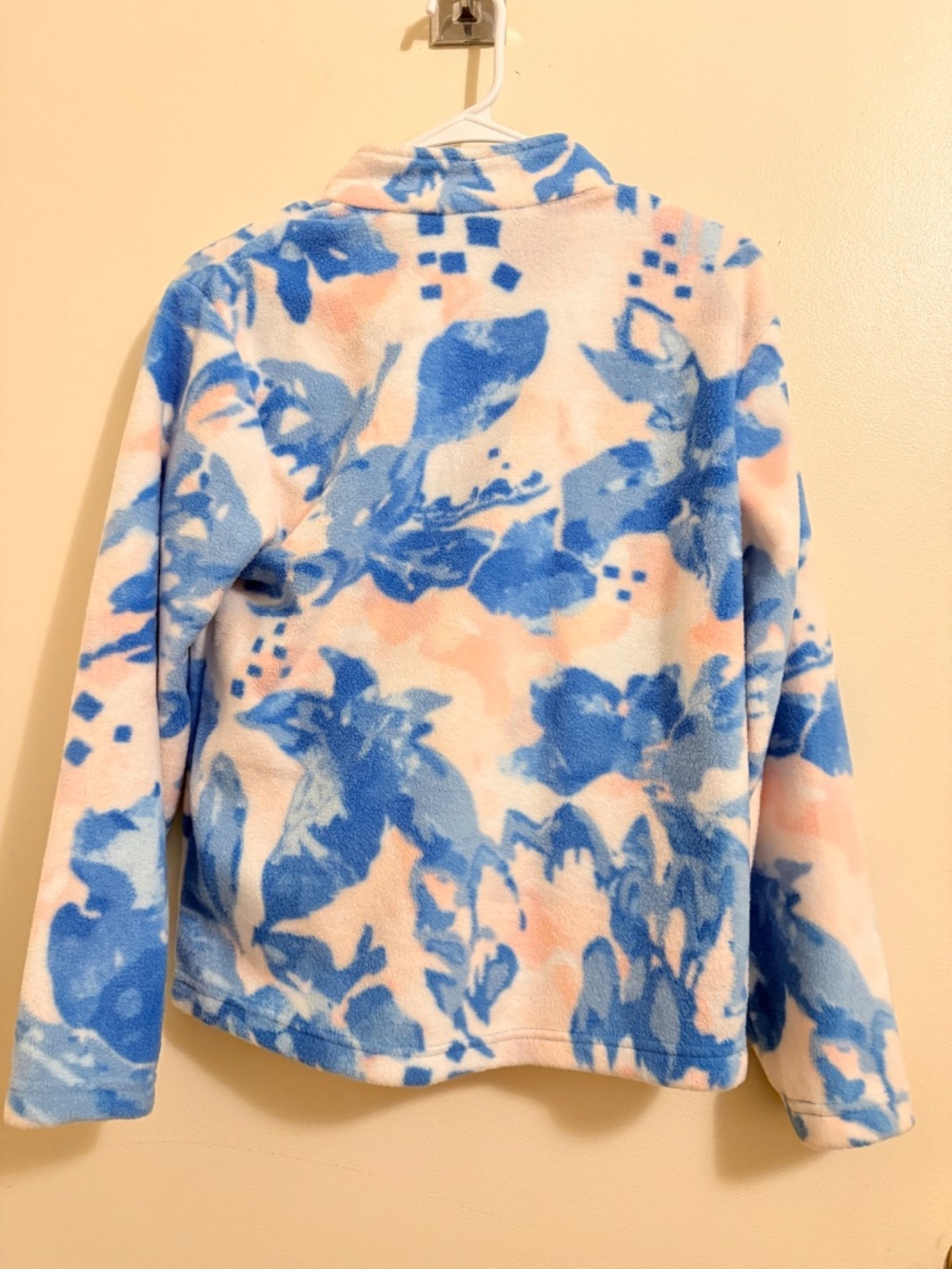 Eddie Bauer Kids Girls Fleece Jacket Size L (14/16) Blue Pink Floral Full Zip - Picture 2 of 14